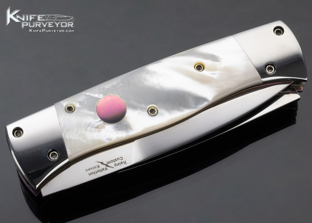 Rainy Vallotton Custom Knife Mother of Pearl Double Bladed Automatic Linerlock - Image 2