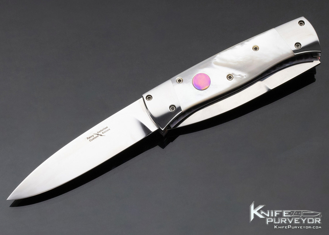 Rainy Vallotton Custom Knife Mother of Pearl Double Bladed Automatic Linerlock 11960