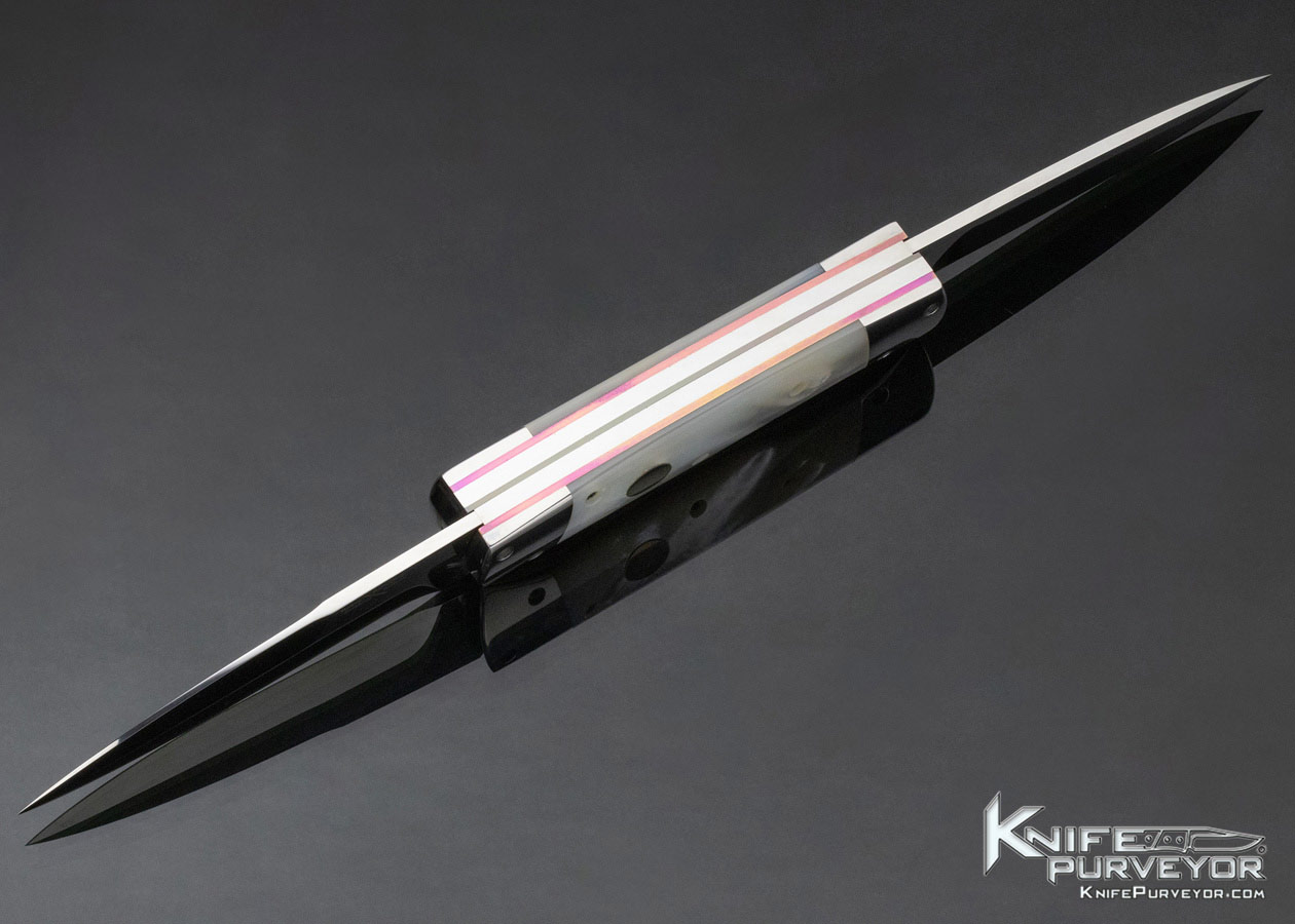 Rainy Vallotton Custom Knife Mother of Pearl Double Bladed Automatic Linerlock - Image 4