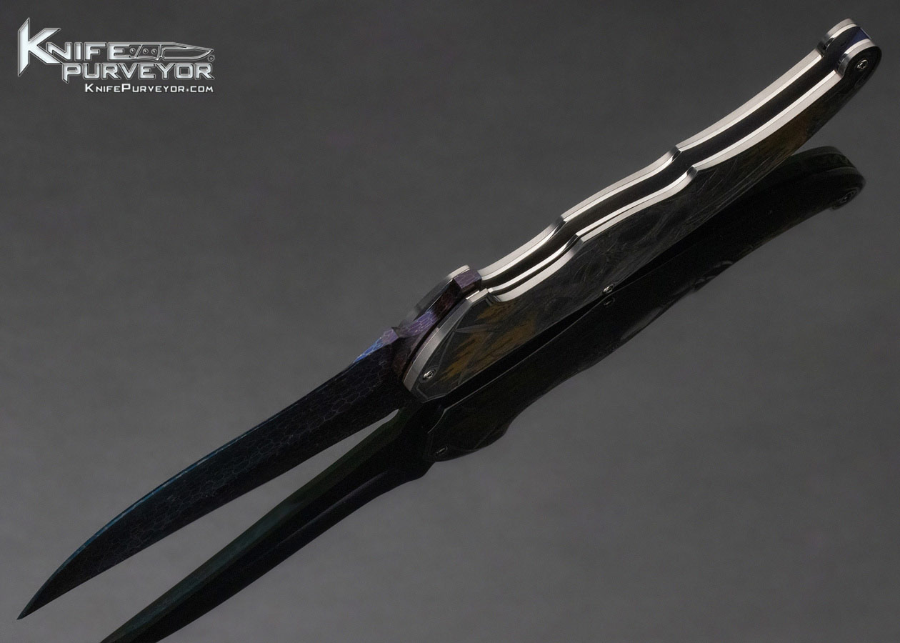 Sergio Consoli Custom Knife Bertie Rietveld's "Dragonskin" Damascus Linerlock Flipper Engraved by Giorgia Contessa - Image 7