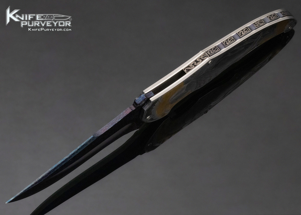 Sergio Consoli Custom Knife Bertie Rietveld's "Dragonskin" Damascus Linerlock Flipper Engraved by Giorgia Contessa - Image 6