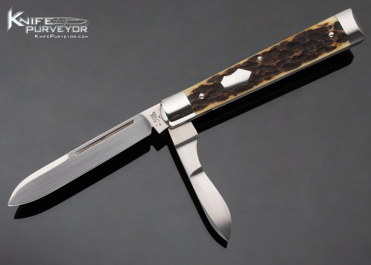 Tony Bose Custom Knife Double Bolster Jigged Bone 2 Blade Doctor's Knife #1 11826
