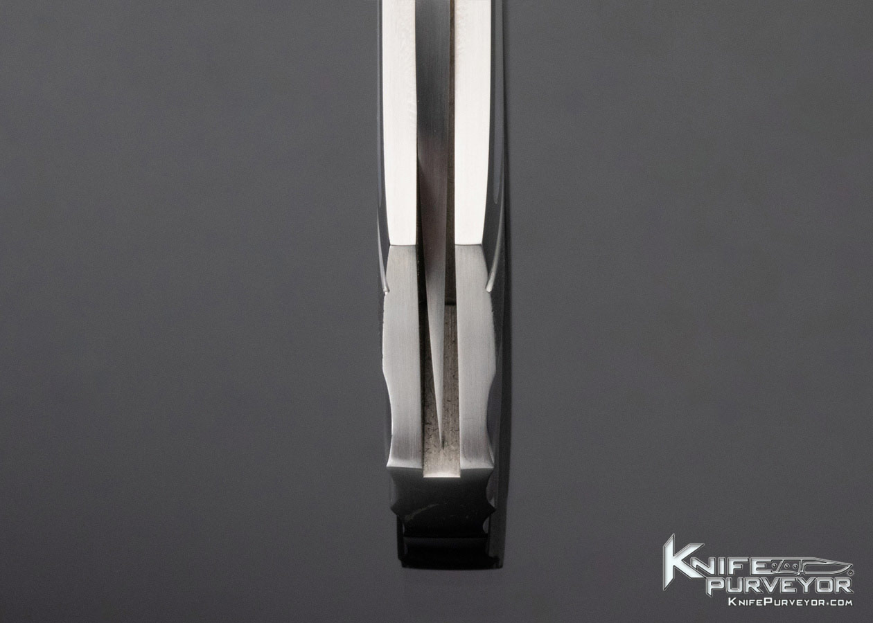 William Tuch Custom Knife Mother of Pearl Shell Interframe Fluted & Stippled Steel Lockback Folder - Image 8