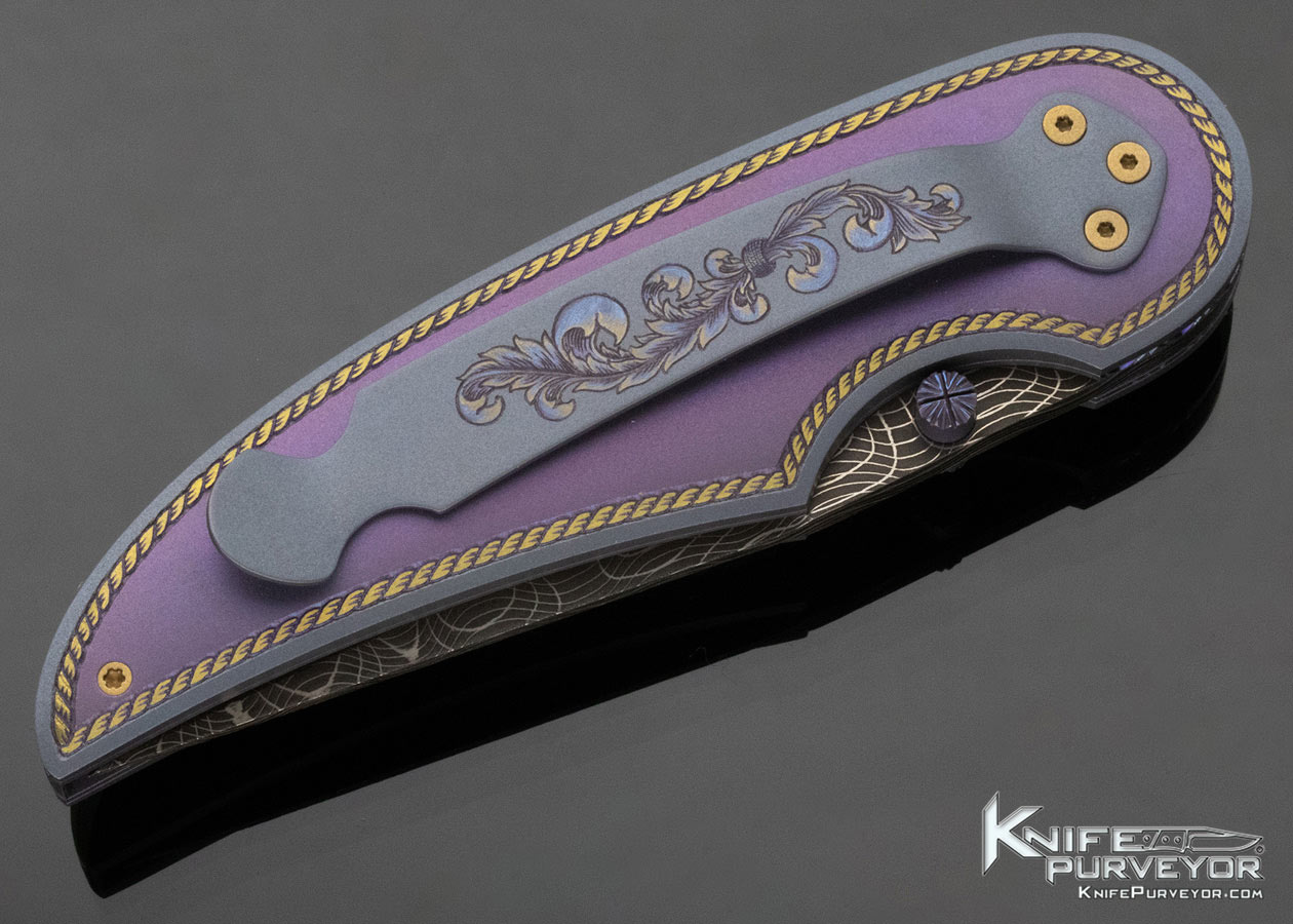 Gary Blanchard Custom Knife Damascus & Sole Authorship Engraved Button Lock Folder - Image 3