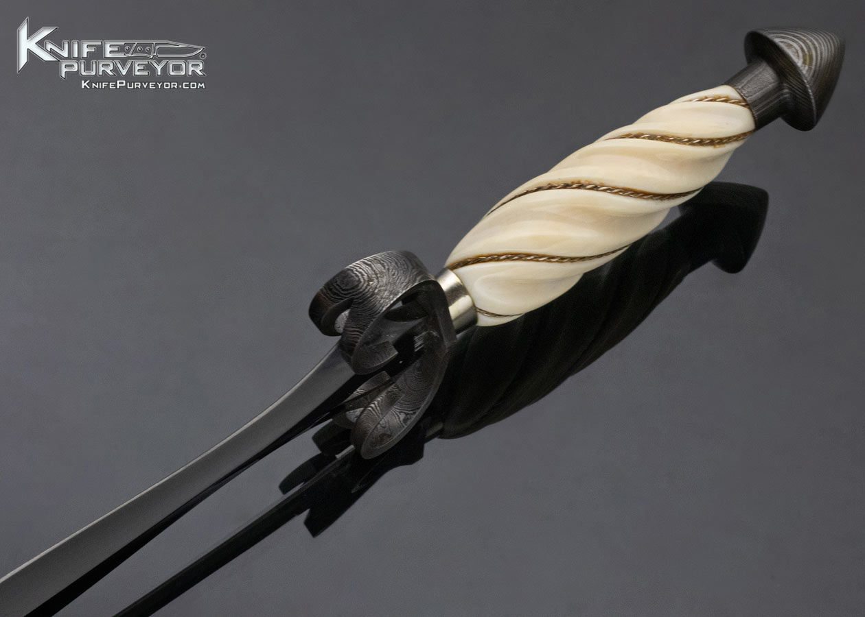 Jim Ence Custom Knife Fluted Mammoth with Braided Wire and Damascus Gent's Dagger - Image 5