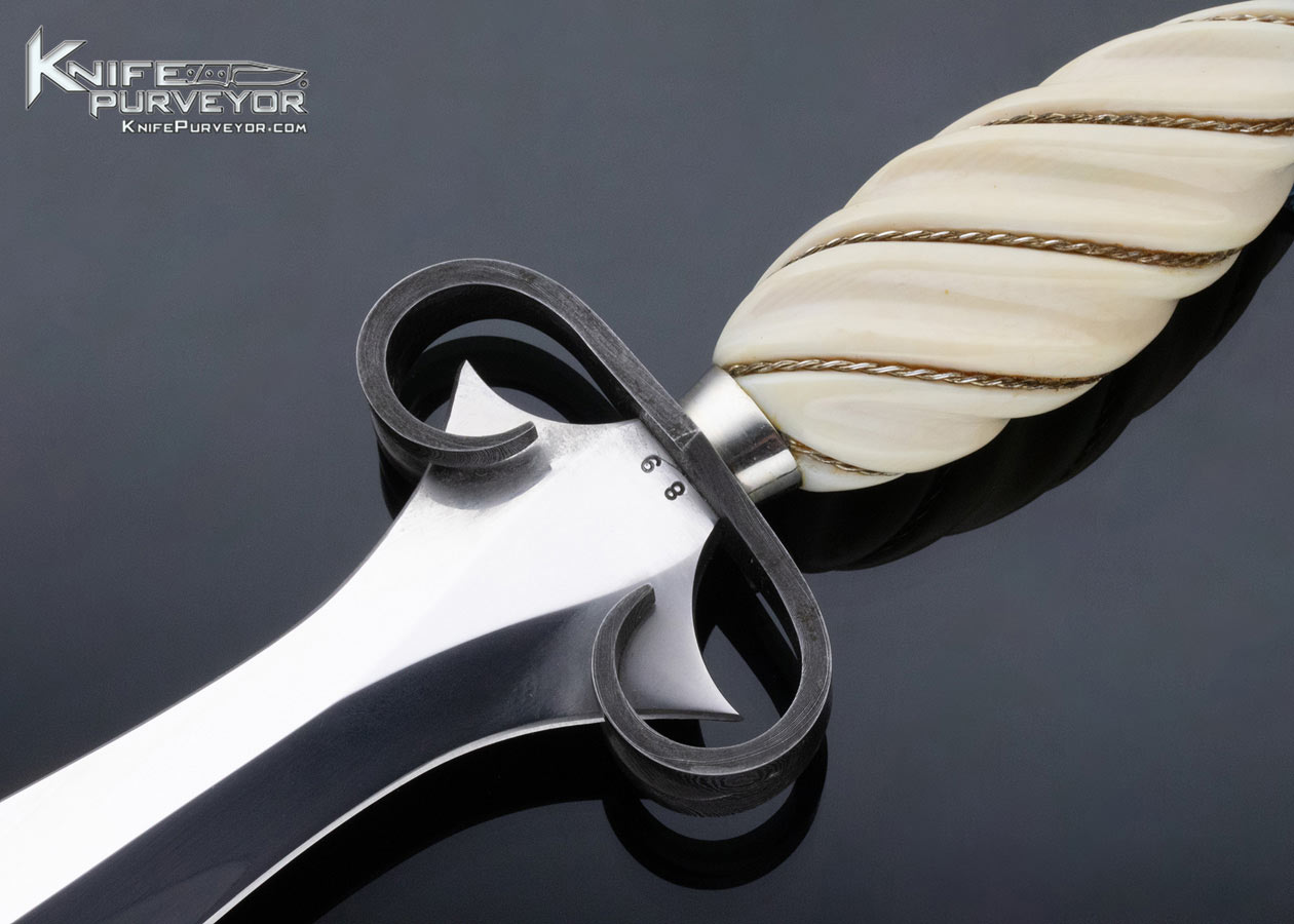 Jim Ence Custom Knife Fluted Mammoth with Braided Wire and Damascus Gent's Dagger - Image 2