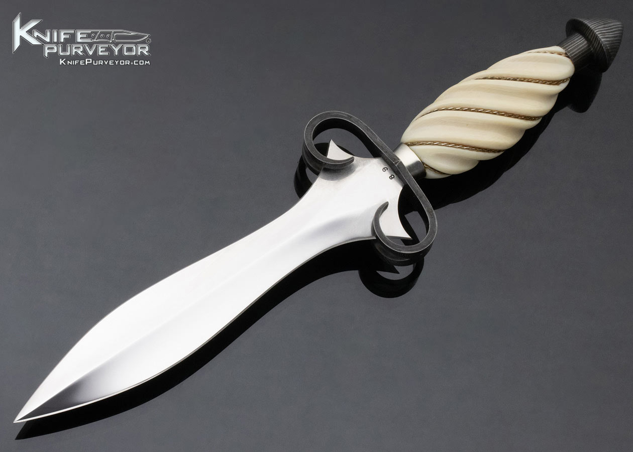 Jim Ence Custom Knife Fluted Mammoth with Braided Wire and Damascus Gent's Dagger 12204