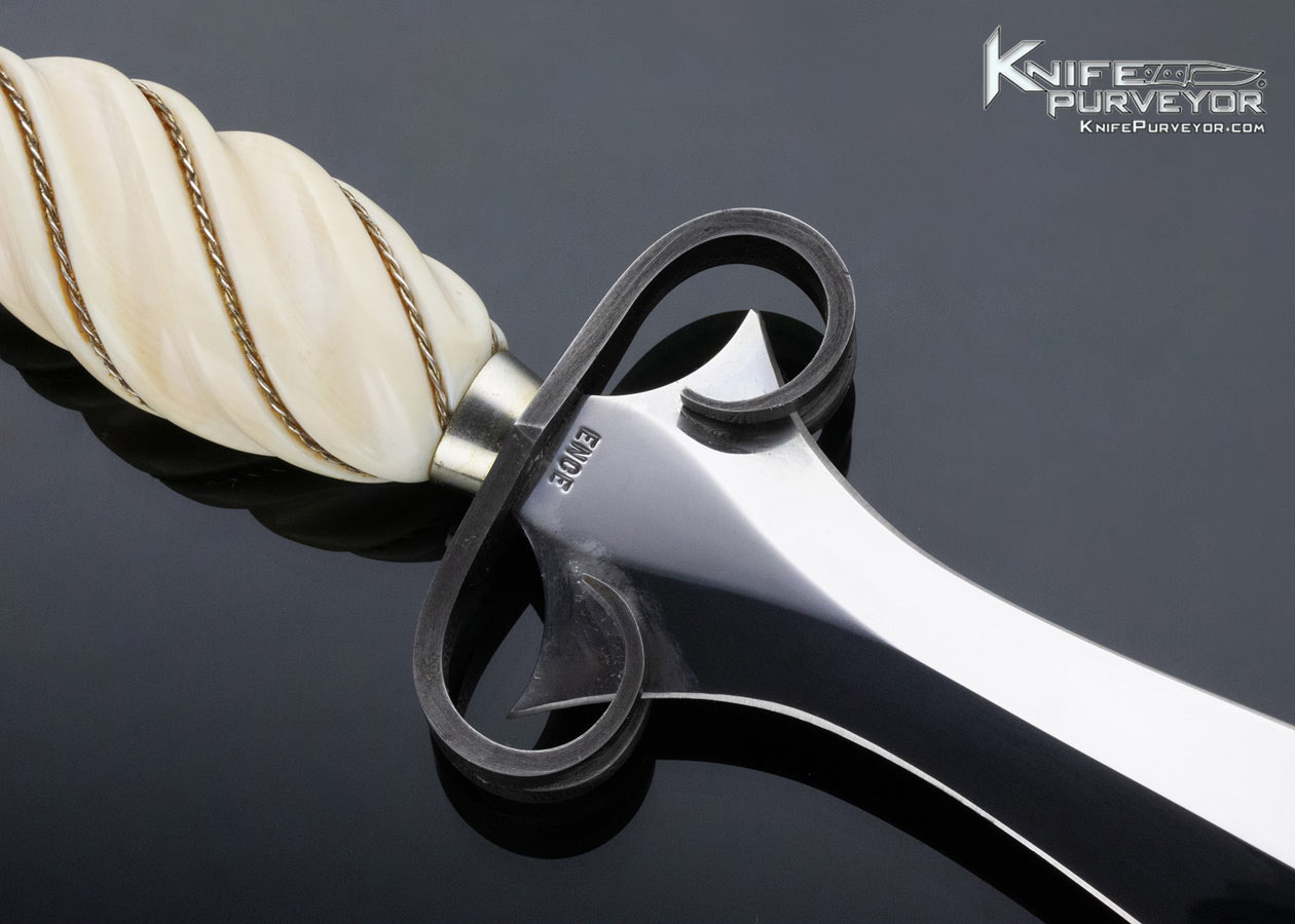 Jim Ence Custom Knife Fluted Mammoth with Braided Wire and Damascus Gent's Dagger - Image 4
