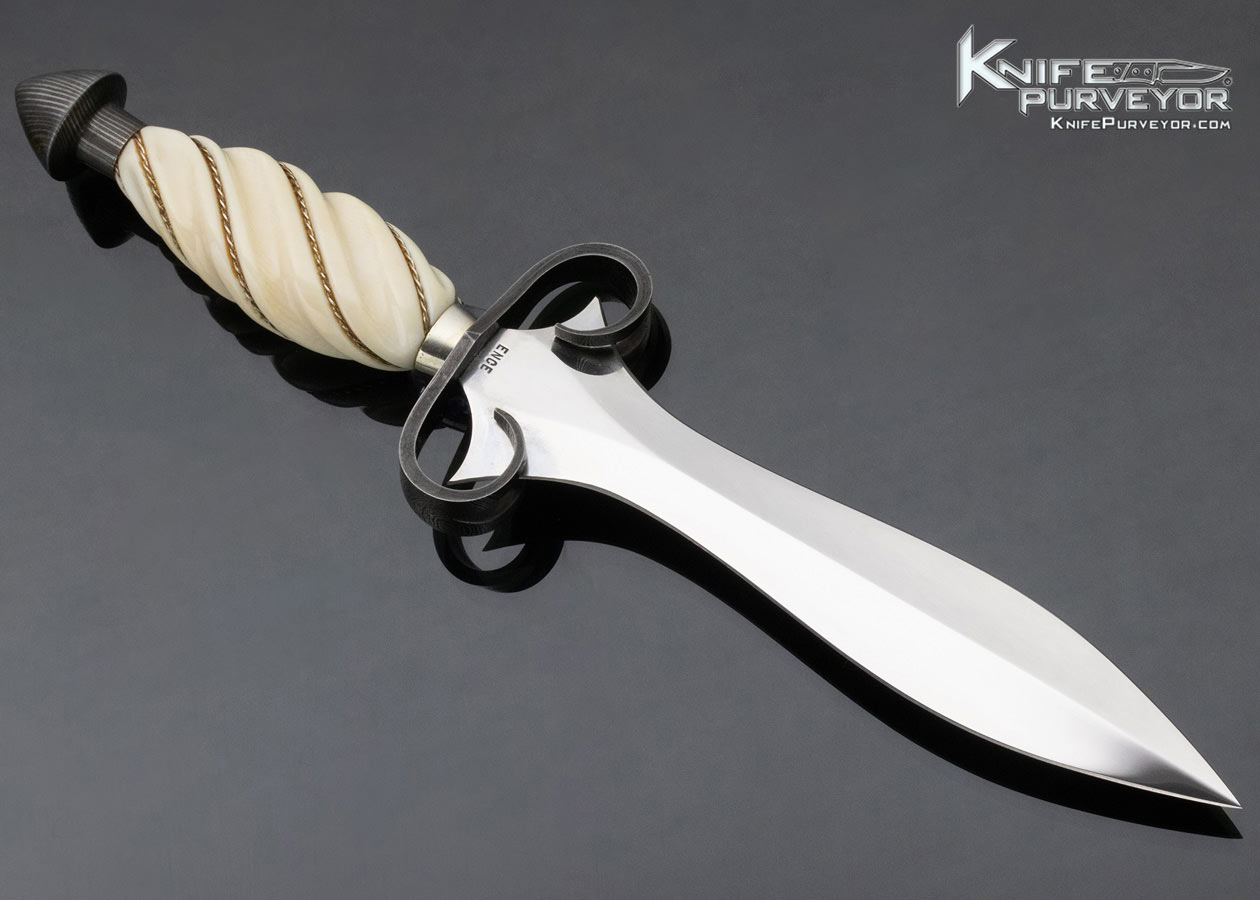 Jim Ence Custom Knife Fluted Mammoth with Braided Wire and Damascus Gent's Dagger - Image 3