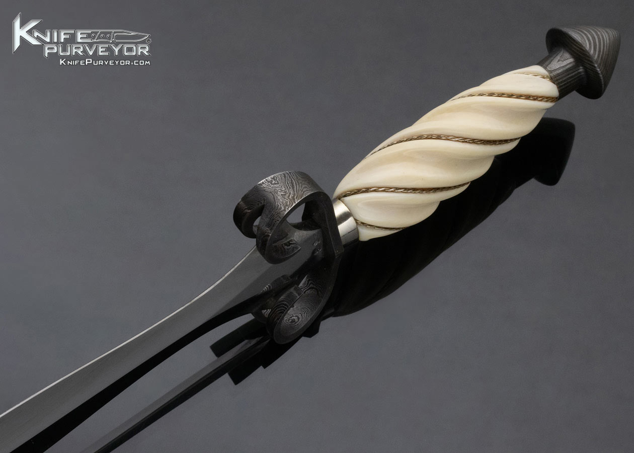Jim Ence Custom Knife Fluted Mammoth with Braided Wire and Damascus Gent's Dagger - Image 6