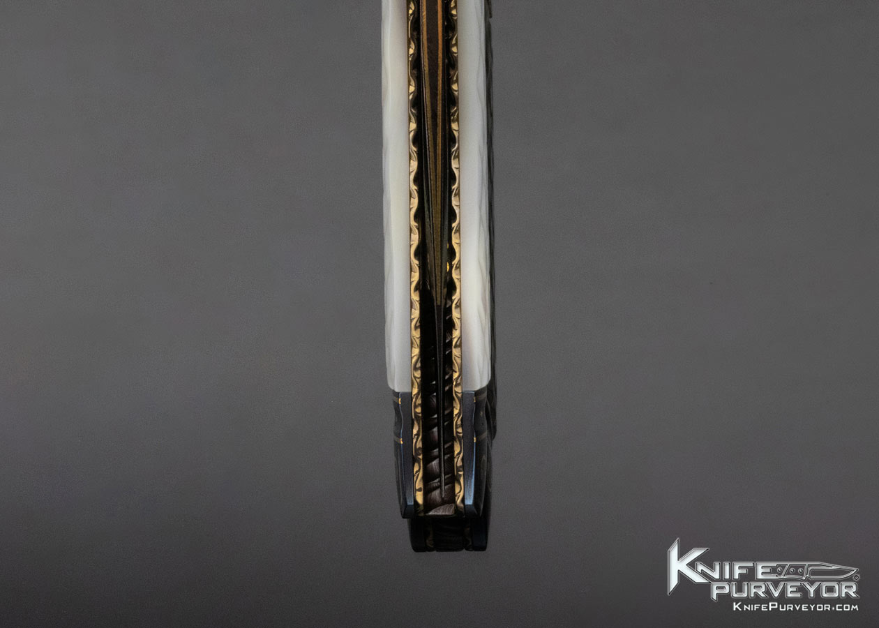 John W. Smith Custom Knife Checkered Mother of Pearl and Sole Authorship Damascus Linerlock - Image 7