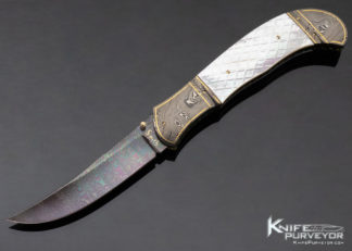 John W. Smith Custom Knife Mother of Pearl & Damascus Linerlock 11842