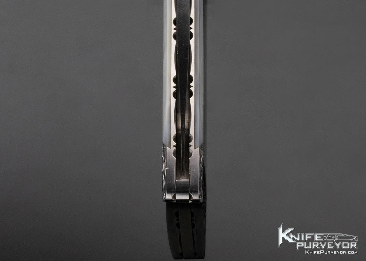 Scott Sawby Steve Mullin Custom Knife Engraved Mother of Pearl Button Lock - Image 8