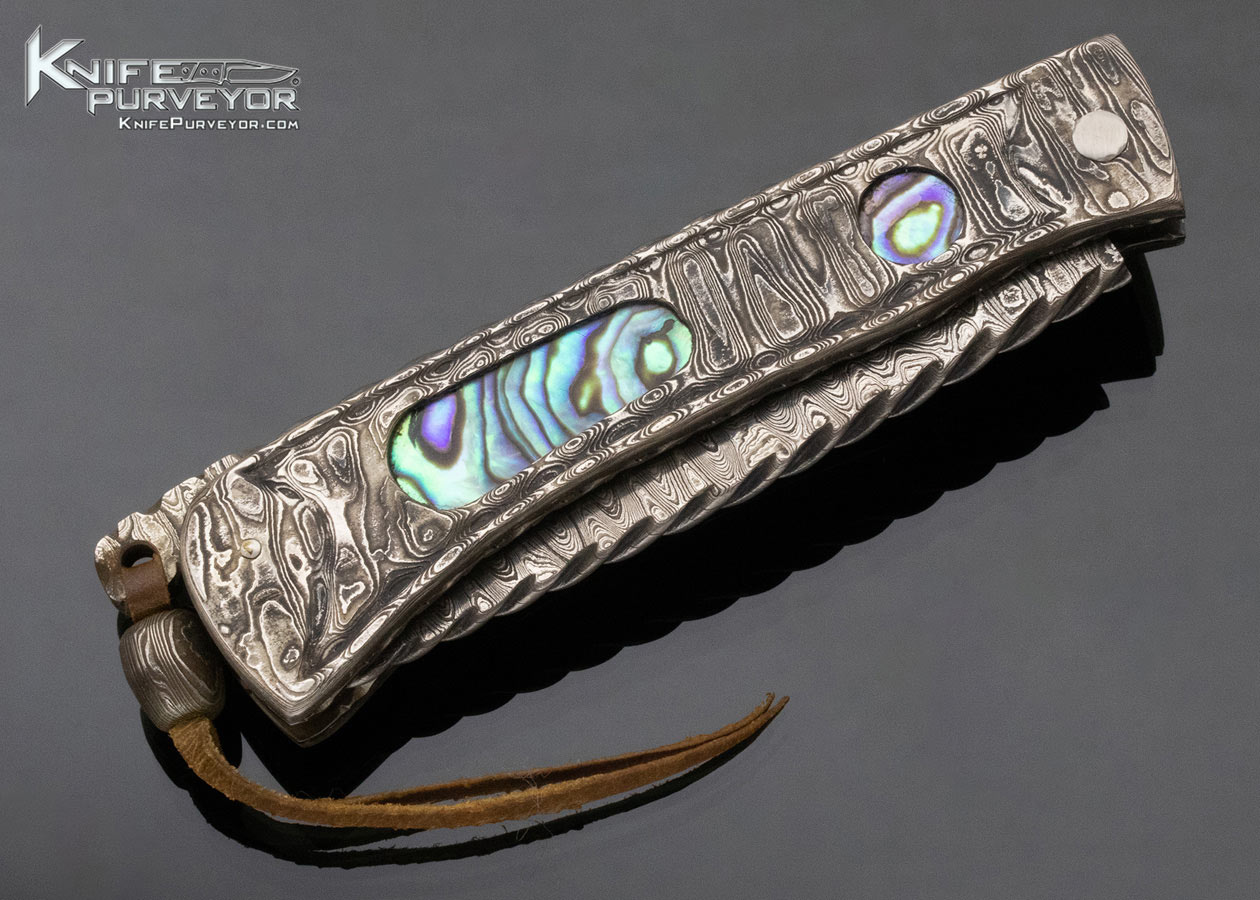 Wayne Valachovic Custom Knife Sole Authorship Damascus & Abalone Bale Lock - Image 5