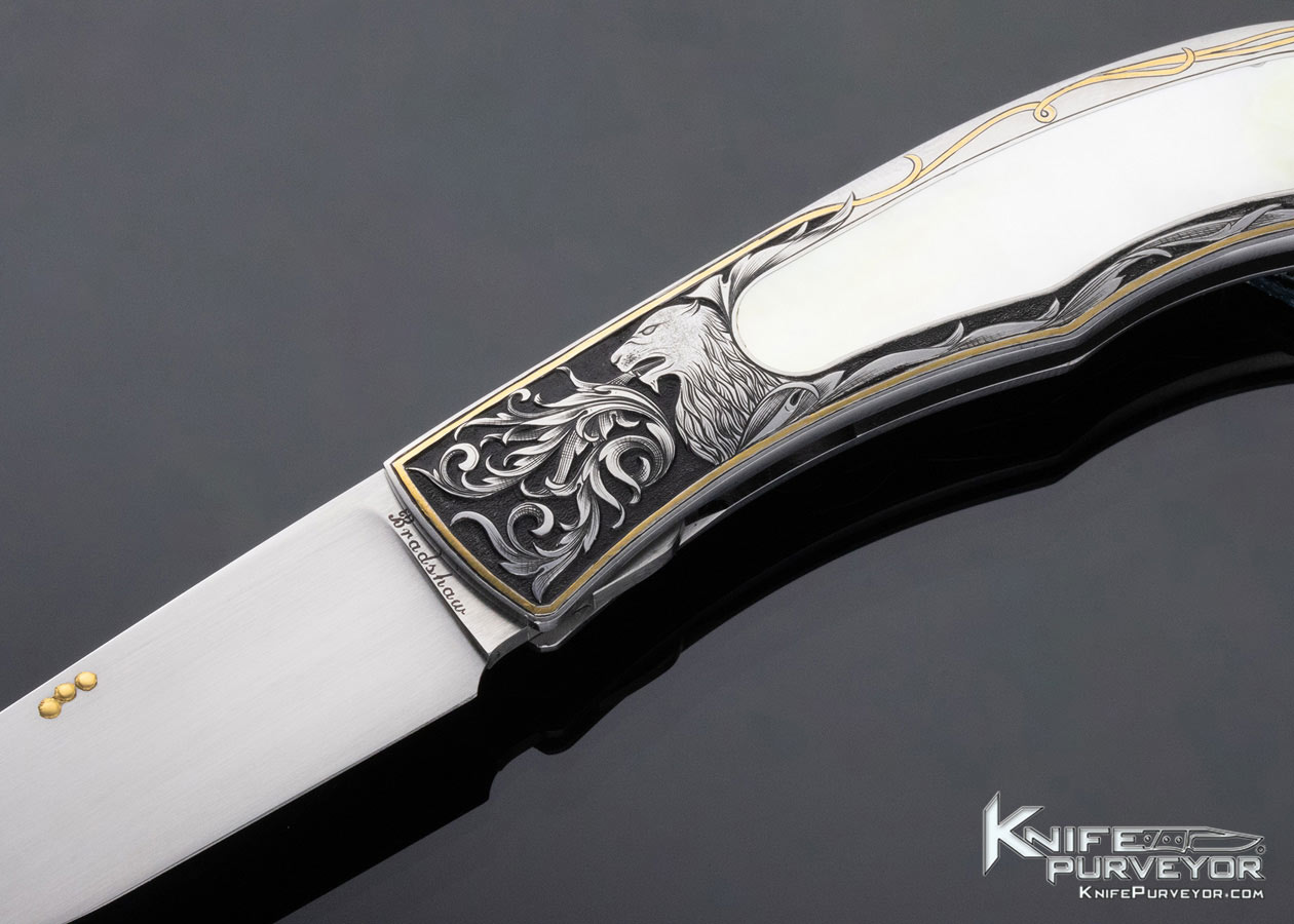 Bailey Bradshaw Custom Knife Sole Authorship Engraved Gold Lip Pearl Self Lock - Image 2