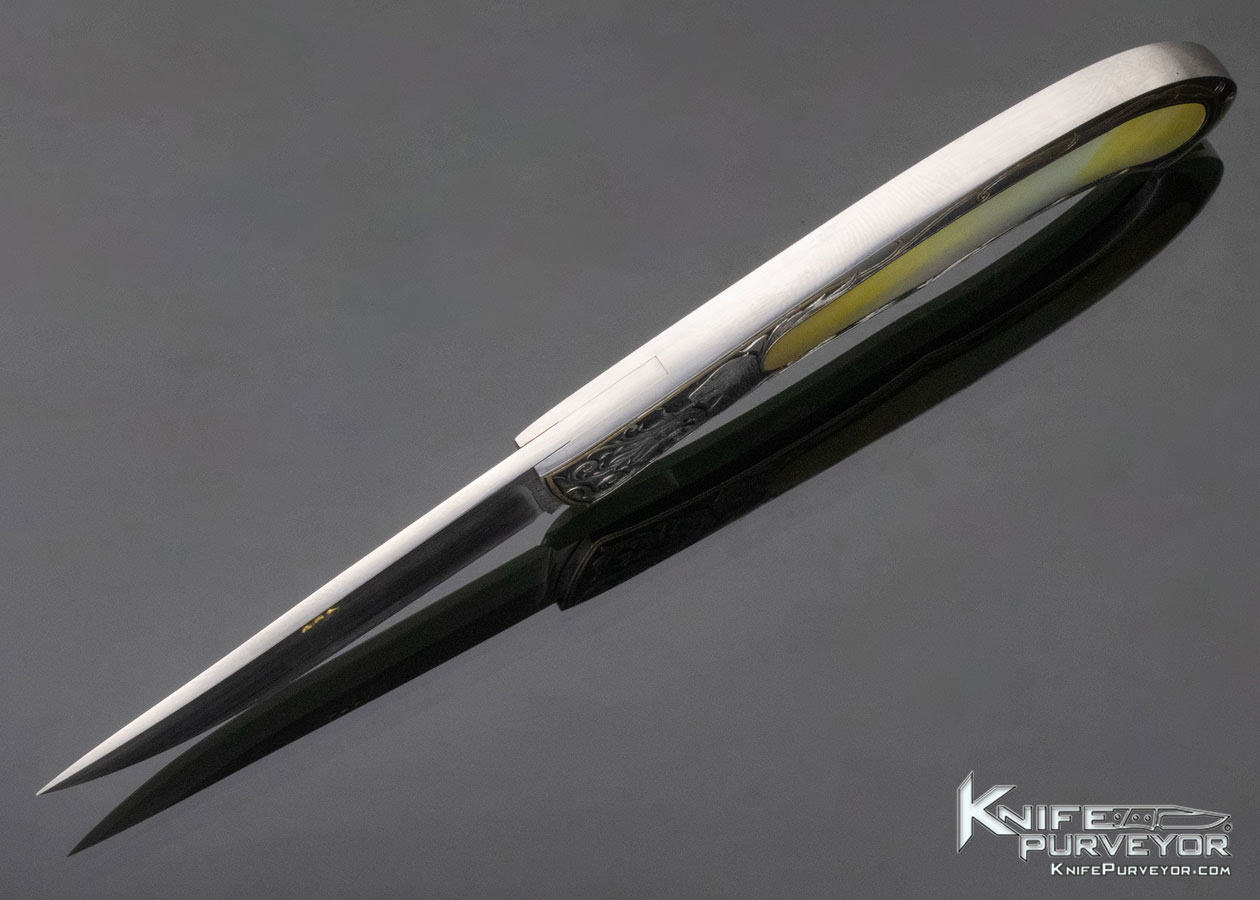 Bailey Bradshaw Custom Knife Sole Authorship Engraved Gold Lip Pearl Self Lock - Image 6