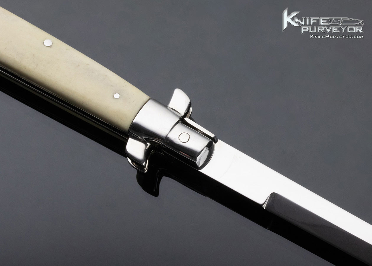 Butch Vallotton Custom Knife Bone Stiletto Lockback Dagger - Image 4
