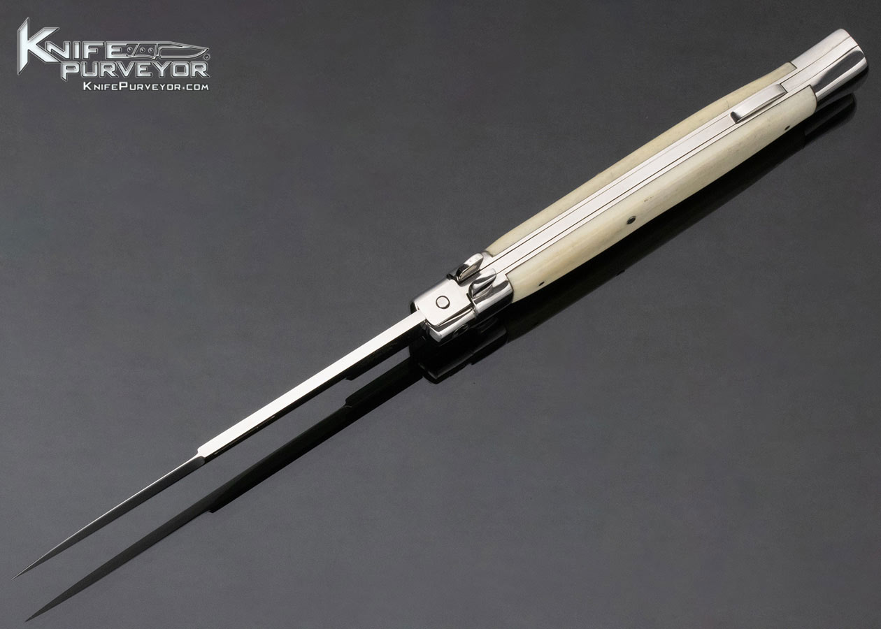 Butch Vallotton Custom Knife Bone Stiletto Lockback Dagger - Image 7
