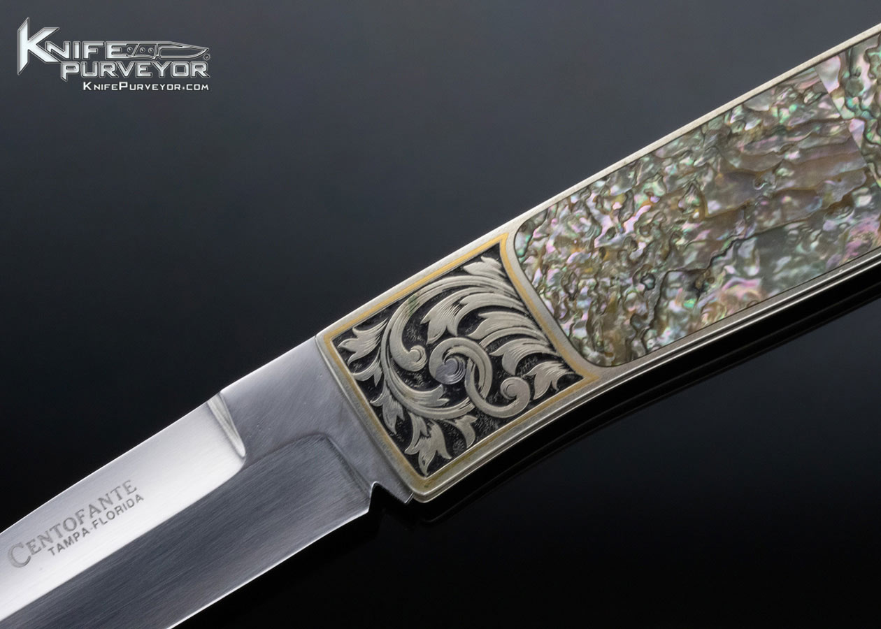 Frank Centofante Custom Knife Abalone Lockback Engraved by Jon Robyn - Image 2