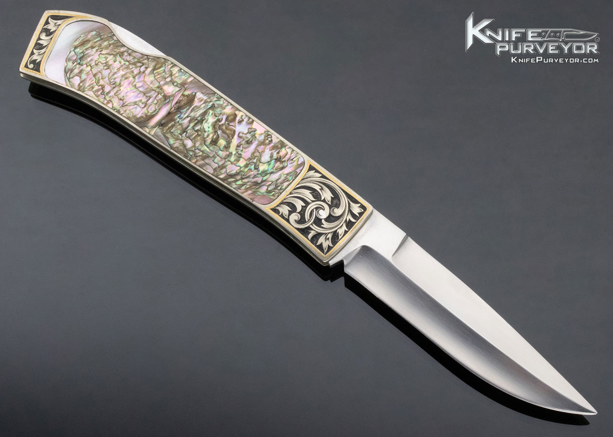 Frank Centofante Custom Knife Abalone Lockback Engraved by Jon Robyn - Image 3