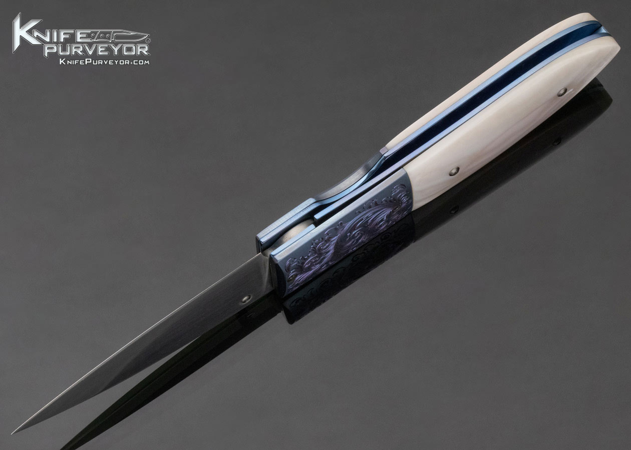 Frank Centofante Custom Knife Engraved by Luis Sanchez Pink Pearl Linerlock 12016