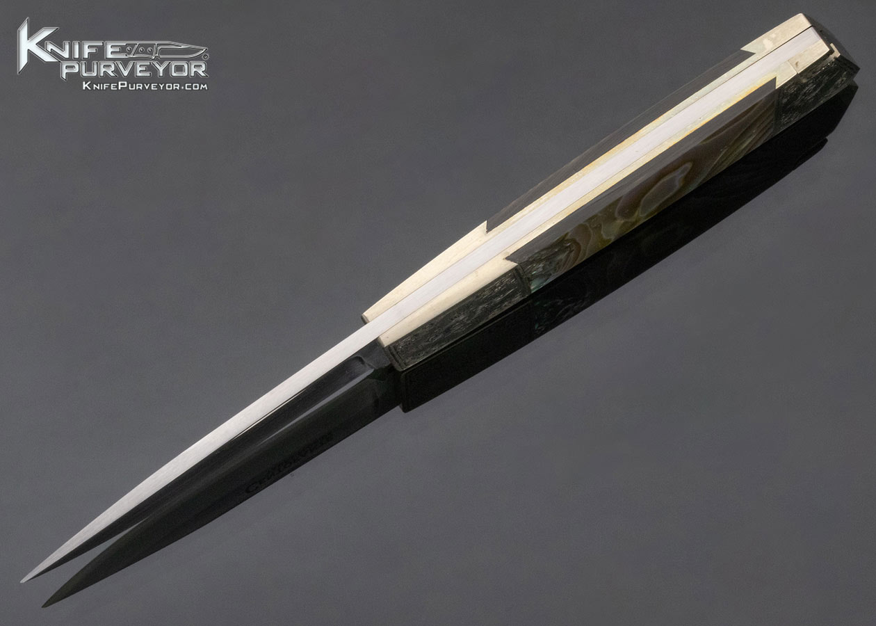 Frank Centofante Custom Knife Abalone Side Lock Engraved by Tim George - Image 6