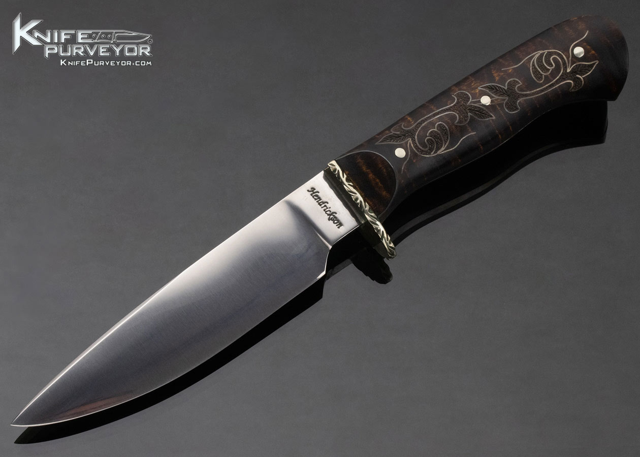 Hendrickson Custom Knife Fixed Blade with Silver Inlays 12355