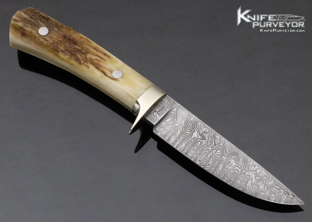 Jerry Fisk Custom Knife Sole Authorship Damascus and Stag Master Smith Hunter - Image 3