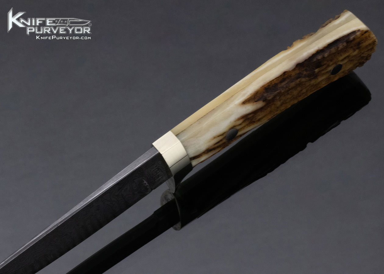 Jerry Fisk Custom Knife Sole Authorship Damascus and Stag Master Smith Hunter - Image 5