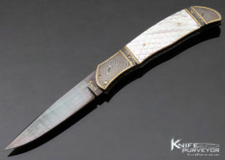 John W. Smith Custom Knife Mother of Pearl & Damascus Linerlock 11835