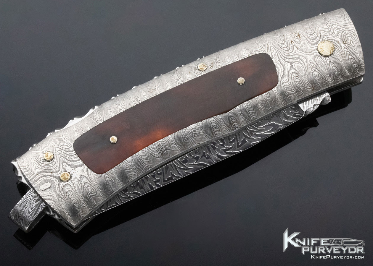 Kaj Embretsen Custom Knife Damasteel Damascus and Amber lockback - Image 5