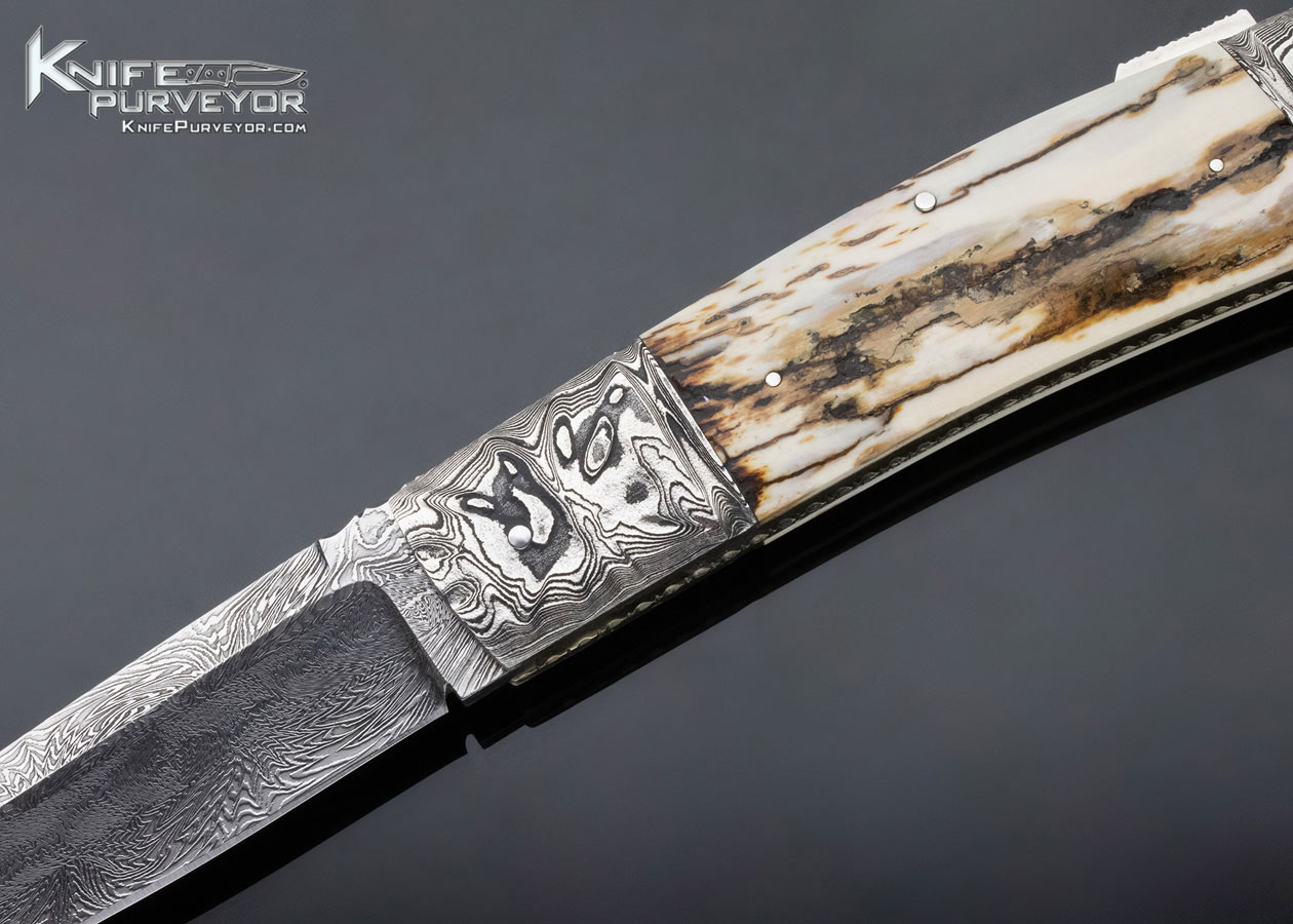 Kay Embretsen Custom Knife Mammoth and Sole Authorship Damascus Lockback - Image 2