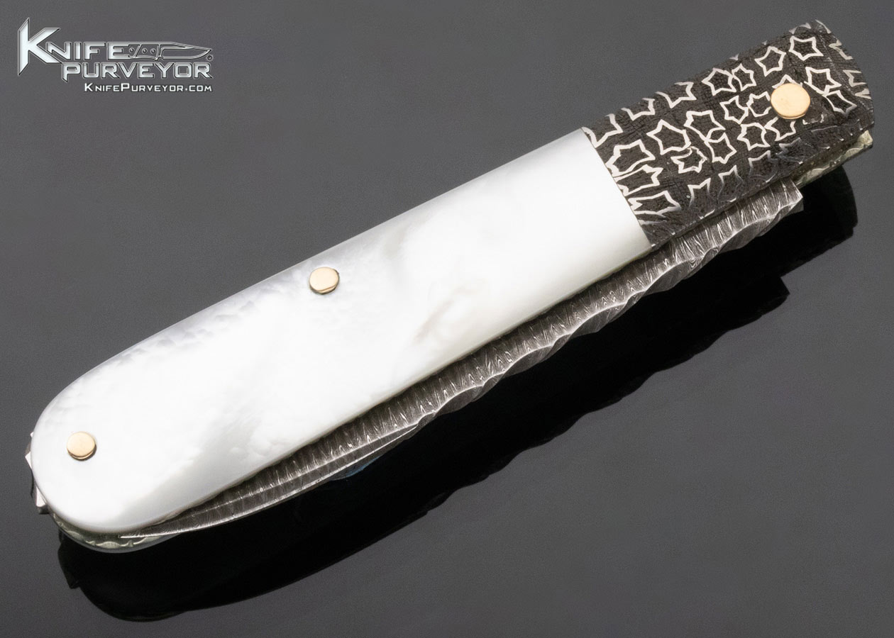 Kay Embretsen Custom Knife Mother of Pearl and Sole Authorship Damascus Slip Joint - Image 5