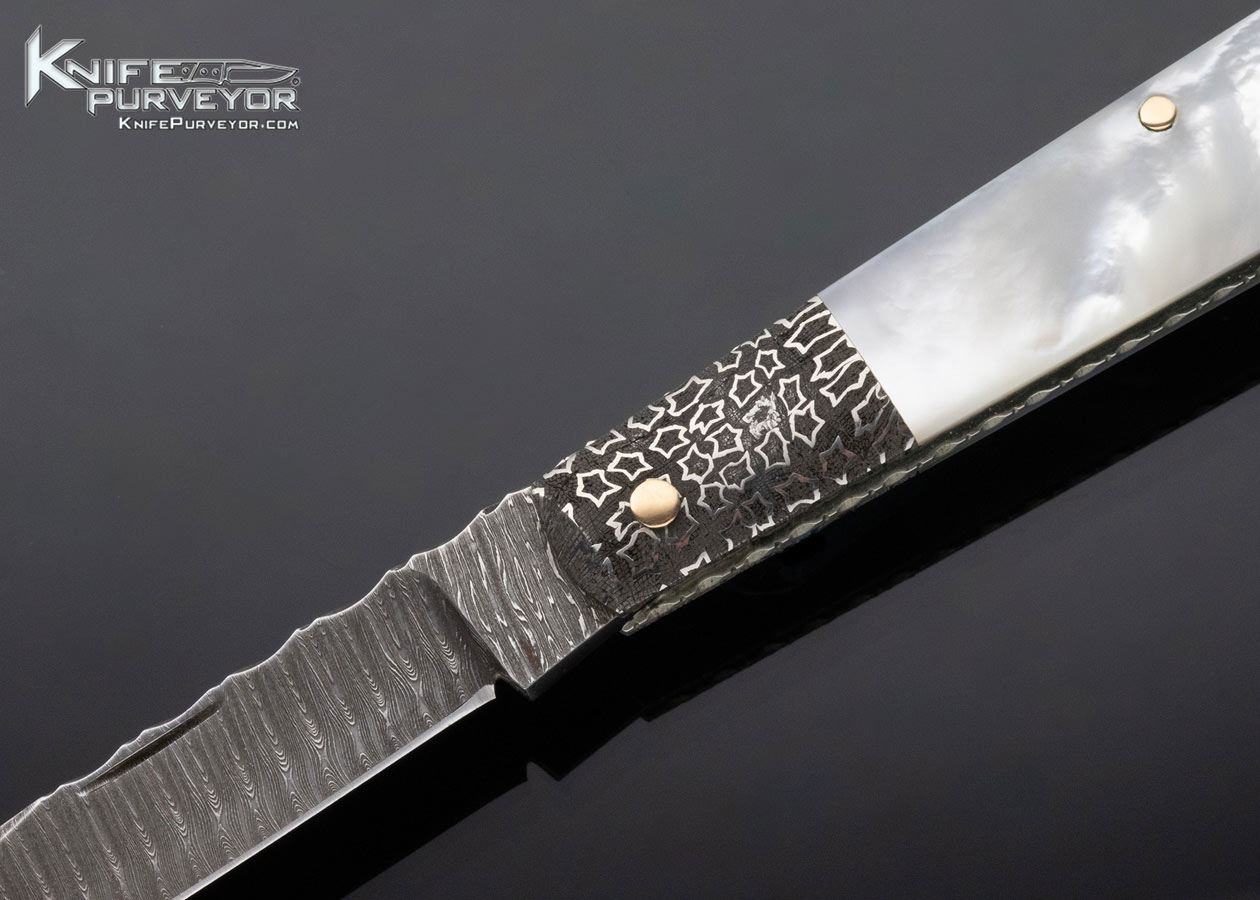 Kay Embretsen Custom Knife Mother of Pearl and Sole Authorship Damascus Slip Joint - Image 4