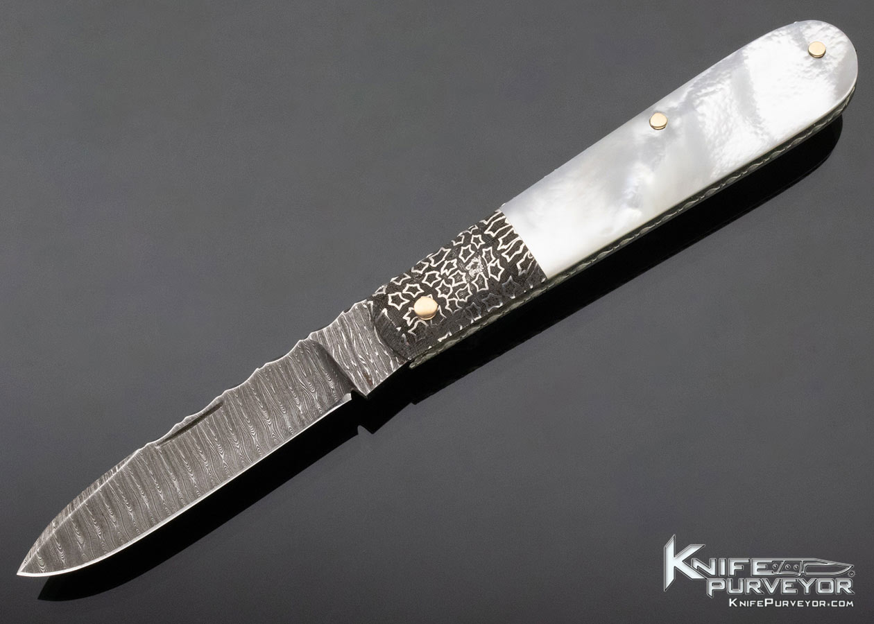 Kay Embretsen Custom Knife Mother of Pearl and Sole Authorship Damascus Slip Joint