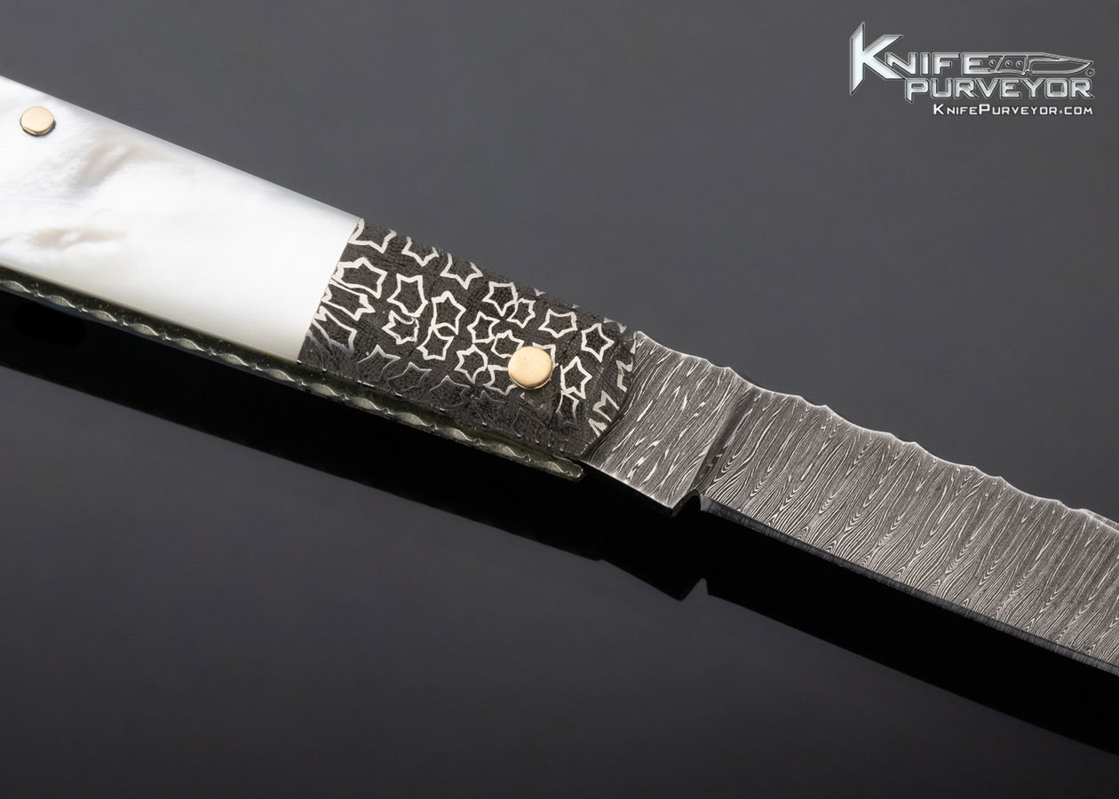 Kay Embretsen Custom Knife Mother of Pearl and Sole Authorship Damascus Slip Joint - Image 2