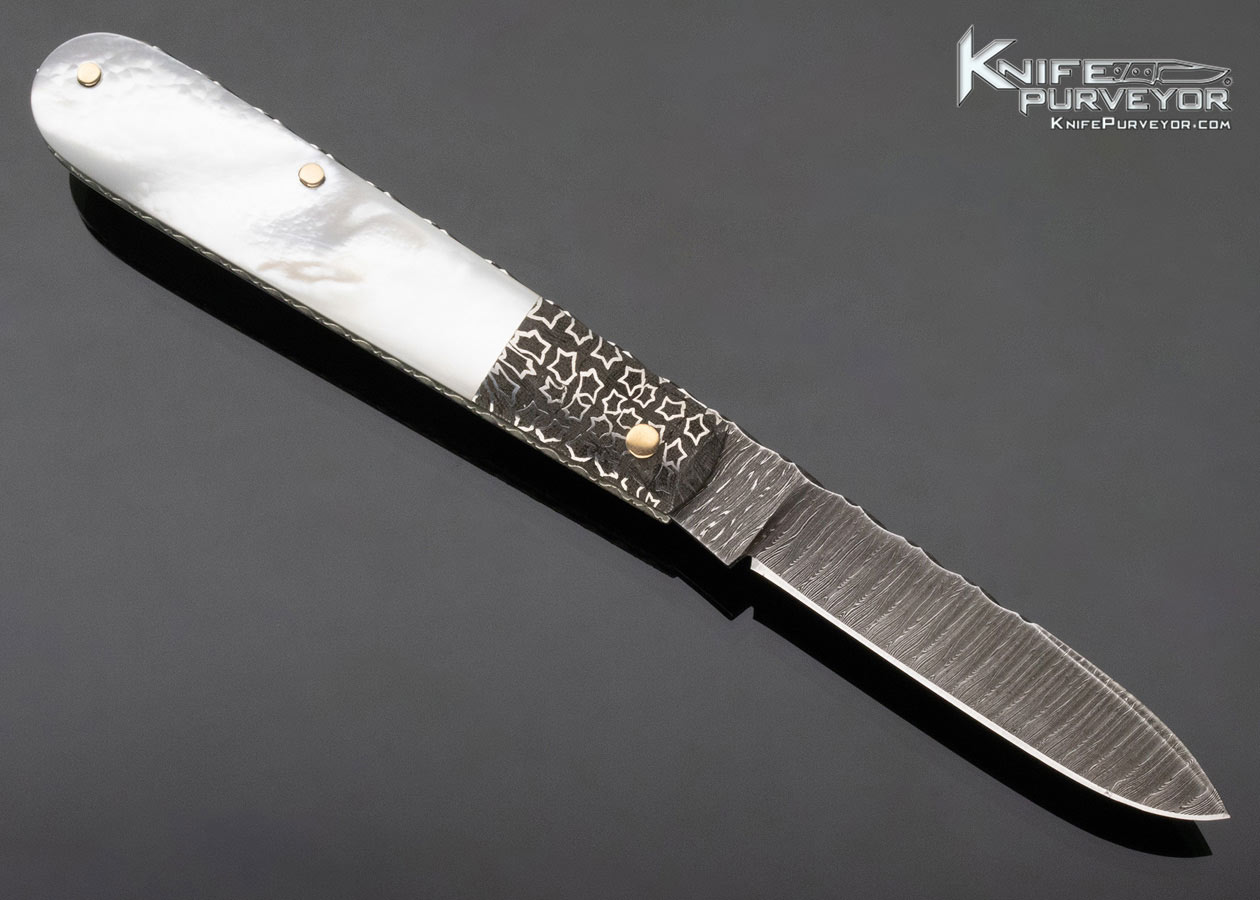 Kay Embretsen Custom Knife Mother of Pearl and Sole Authorship Damascus Slip Joint - Image 3