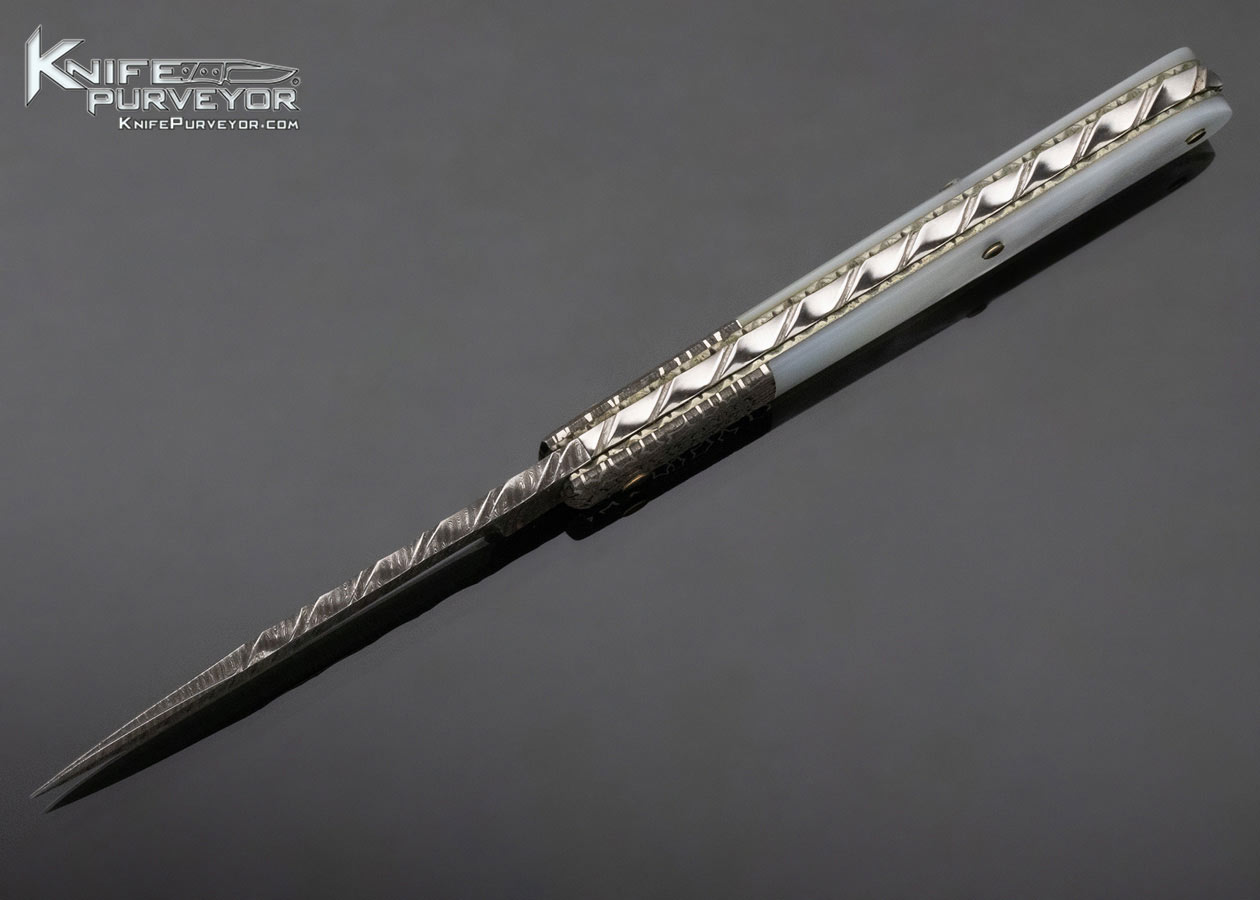 Kay Embretsen Custom Knife Mother of Pearl and Sole Authorship Damascus Slip Joint - Image 7