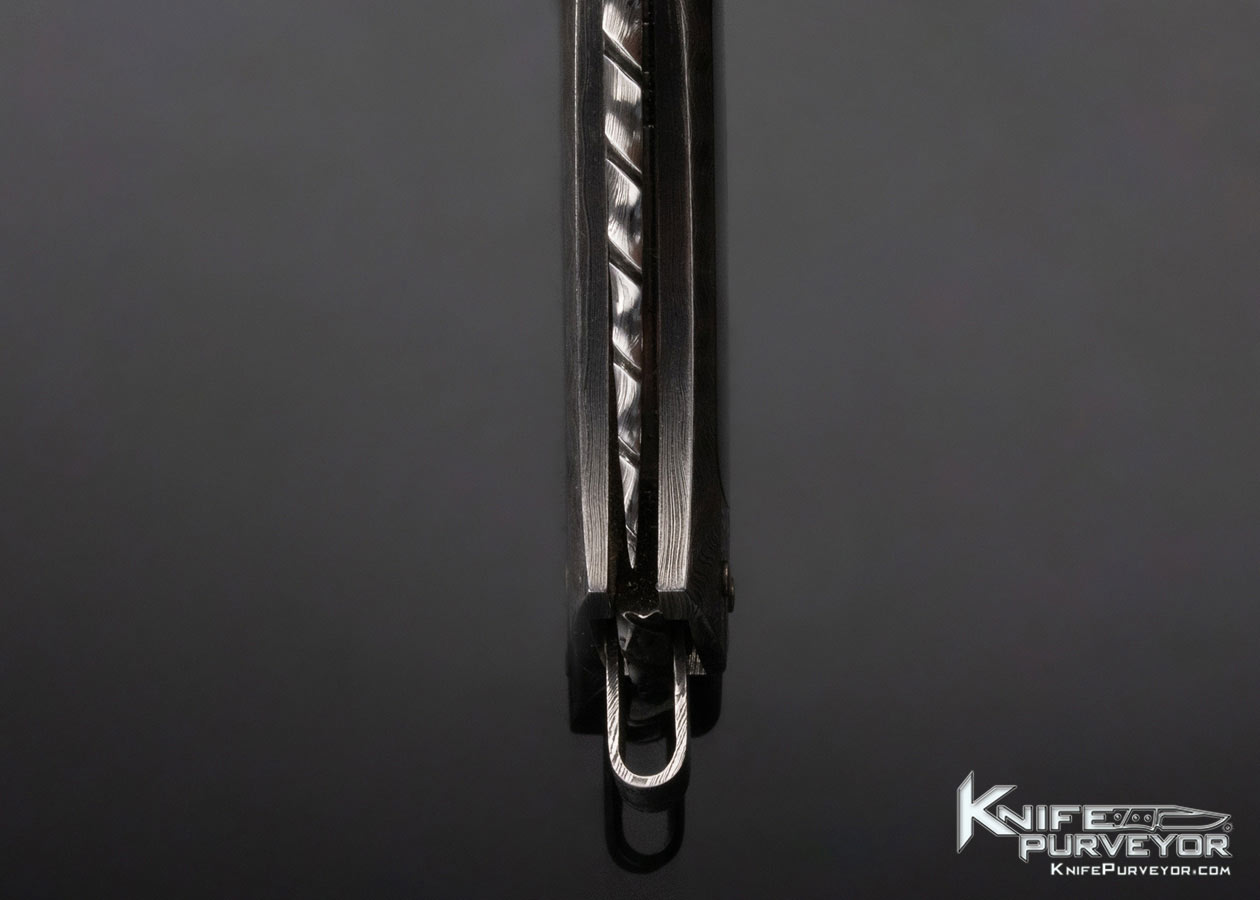 Kay Embretsen Custom Knife Sole Authorship Damascus and Black Lip Pearl Interframe Lockback - Image 8
