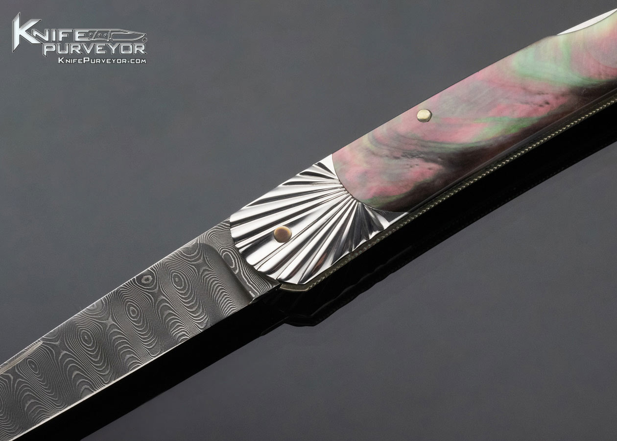 Ken Steigerwalt Custom Knife Blacklip Pearl Fluted Bolsters Lockback - Image 2