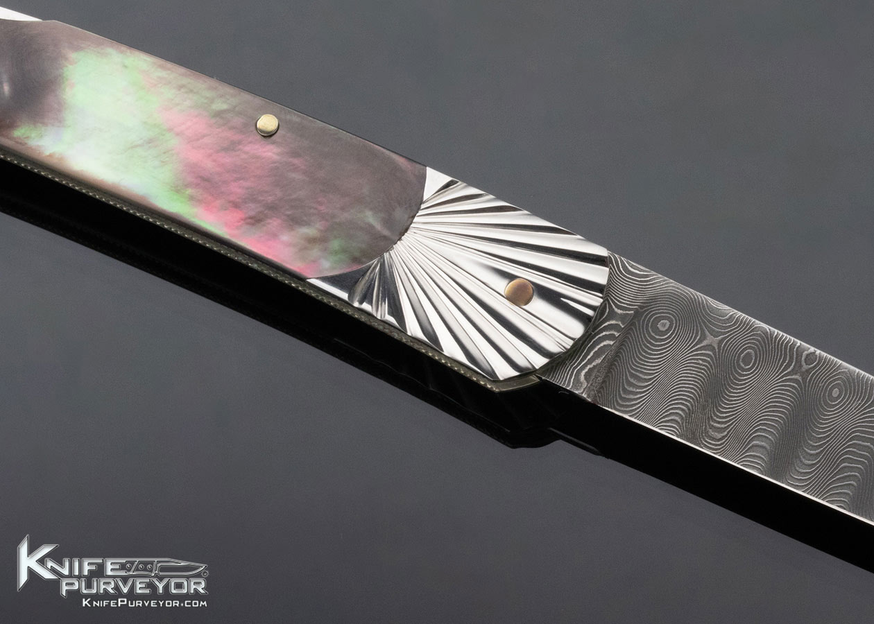 Ken Steigerwalt Custom Knife Blacklip Pearl Fluted Bolsters Lockback - Image 4