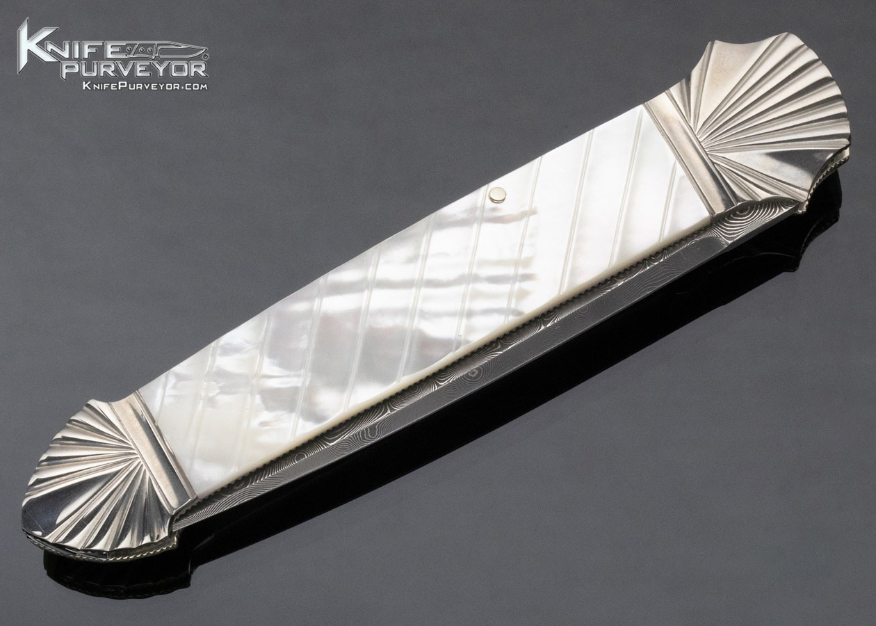 Ken Steigerwalt Custom Knife Damascus and Mother of Pearl Lever Release Automatic - Image 5