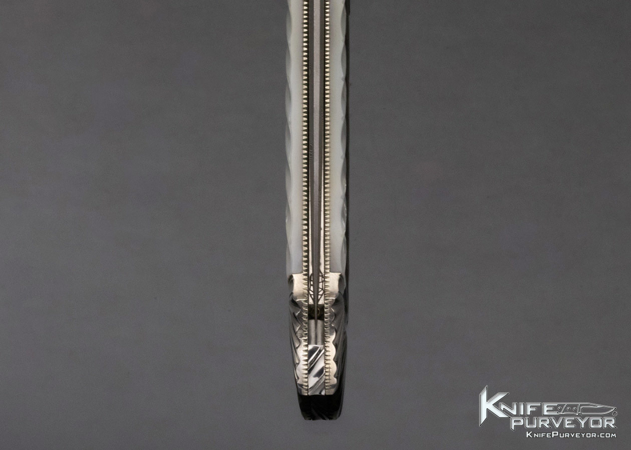 Ken Steigerwalt Custom Knife Damascus and Mother of Pearl Lever Release Automatic - Image 8