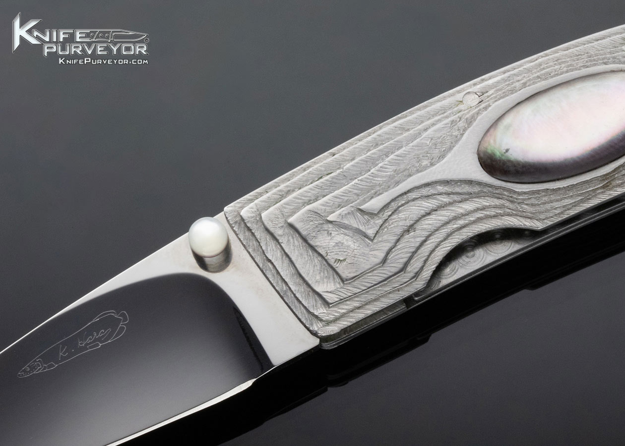 Koji Hara Custom Knife Airstep Linerlock with Blacklip Pearl Inlay