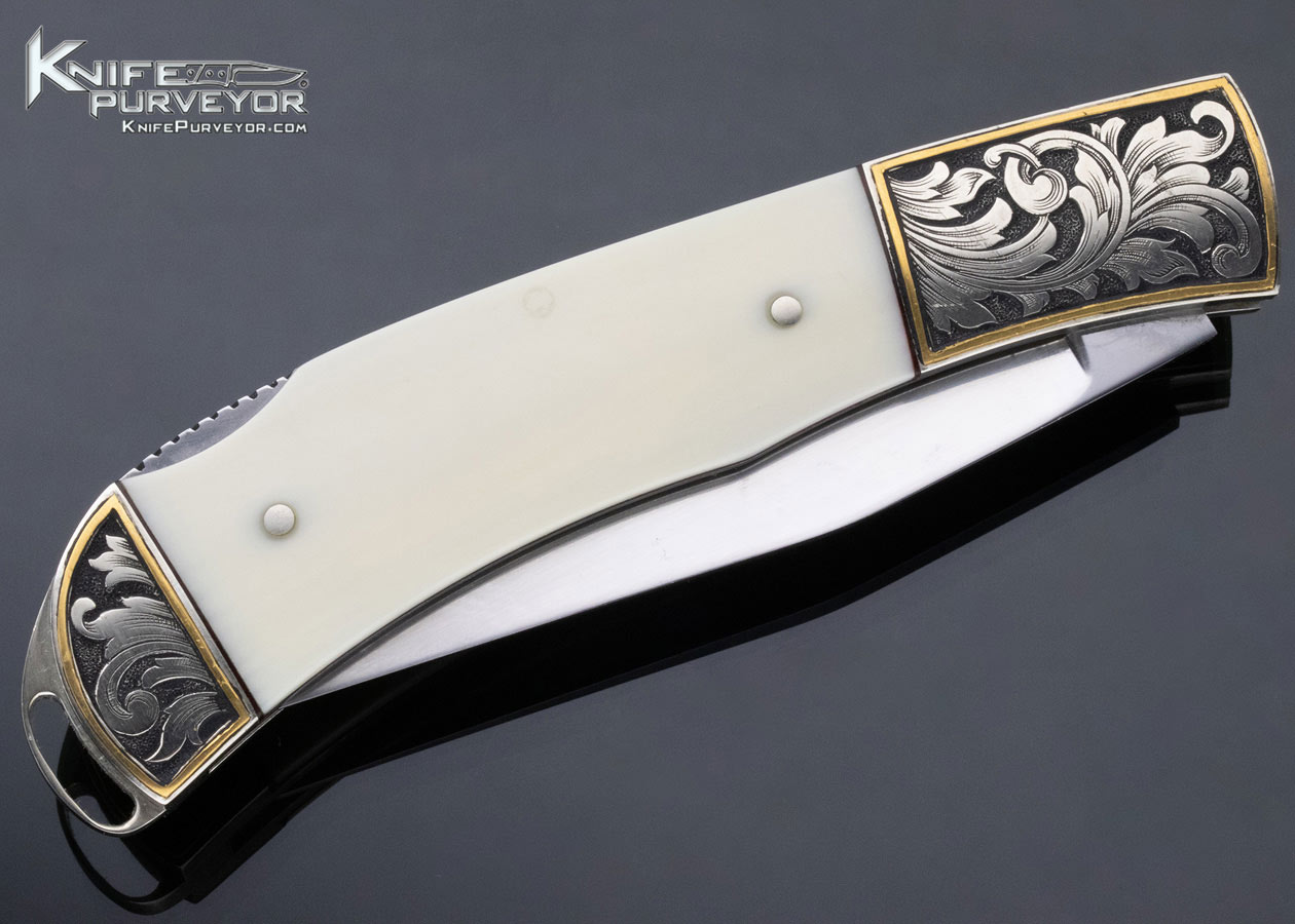L.G. Green Custom Knife Jon Robyn Engraved Mammoth Double Bolster Lockback - Image 5