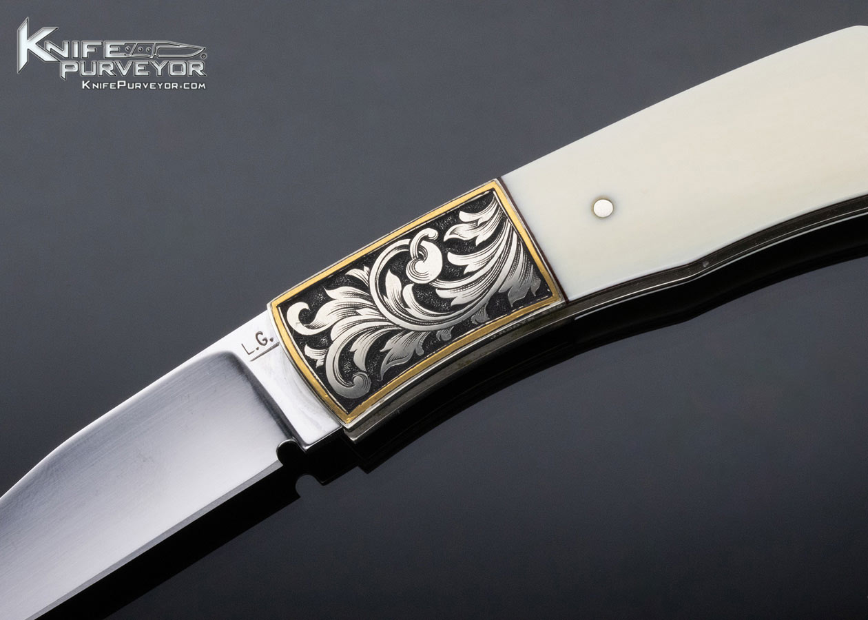 L.G. Green Custom Knife Jon Robyn Engraved Mammoth Double Bolster Lockback - Image 2