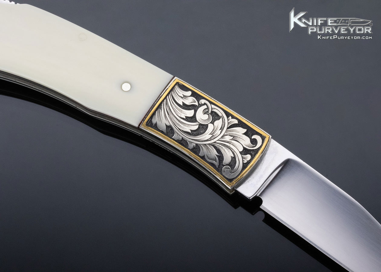L.G. Green Custom Knife Jon Robyn Engraved Mammoth Double Bolster Lockback - Image 4