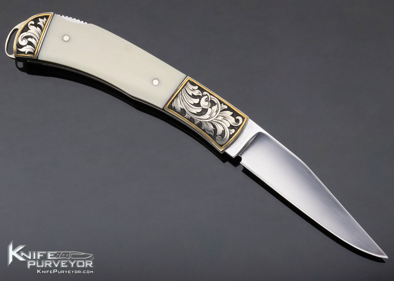 L.G. Green Custom Knife Jon Robyn Engraved Mammoth Double Bolster Lockback - Image 3
