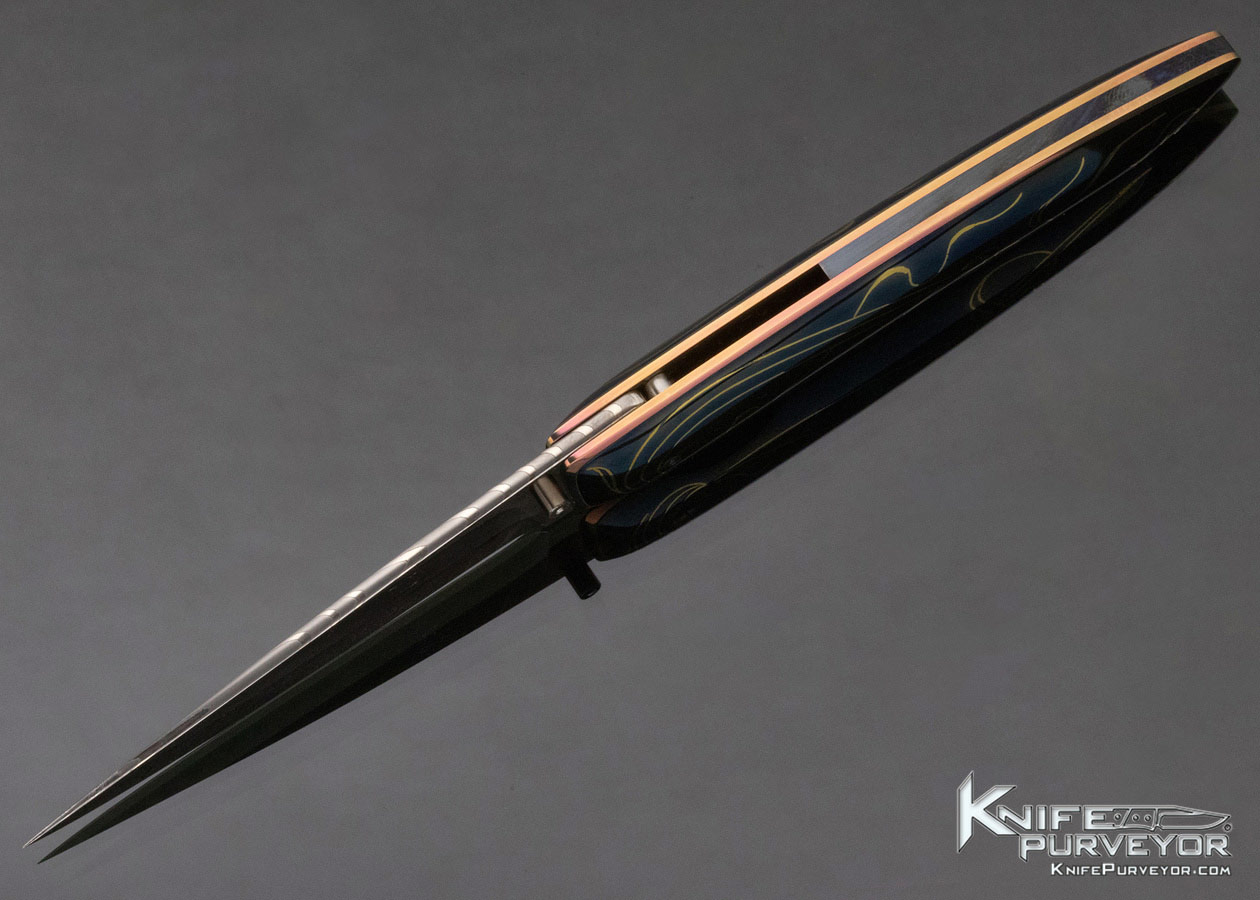Owen Wood Custom Knife Armin Winkler Engraved N'Dabele Pattern Inset with 24K Gold Linerlock - Image 7