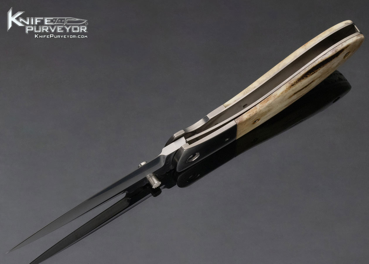 Phil Boguszewski Custom Knife Titanium and Stag Linerlock #2 - Image 7